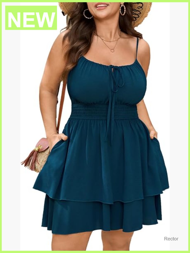 Plus Size Smocked Romper With Pockets Summer Spaghetti Strap Jumpsuit